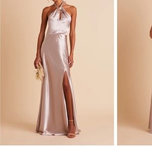 MONICA SHINY SATIN DRESS - TAUPE BRIDESMAID DRESS
